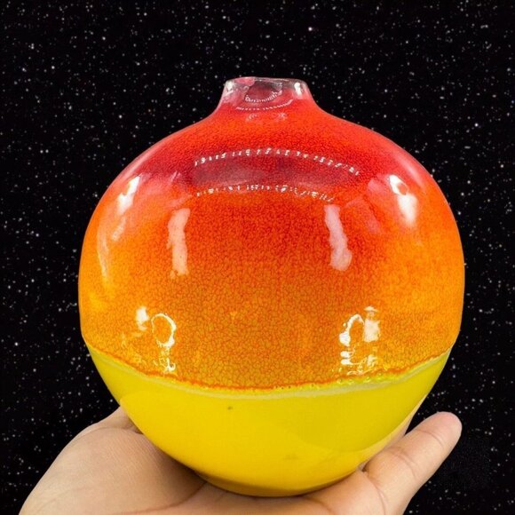 Crate And Barrel Roy Vase Ceramic Lava Glaze Made In Thailand Round Bottom - Picture 11 of 13